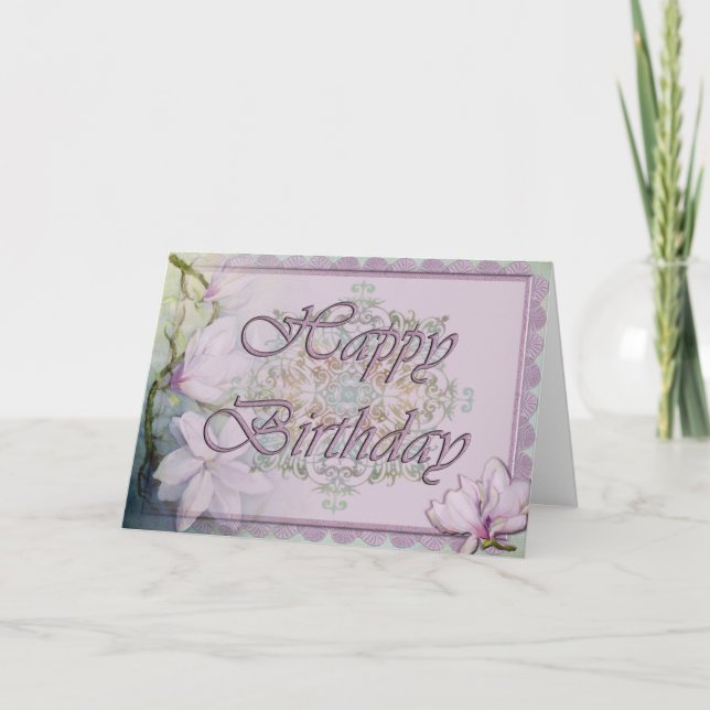 Tarjeta de cumpleaños Magnolia & Lace (Anverso)