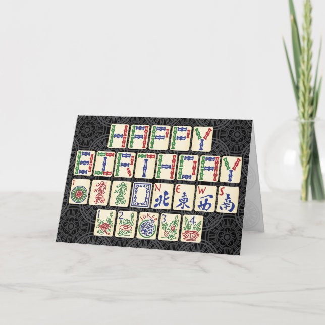 Tarjeta de cumpleaños Mah Jongg (Anverso)