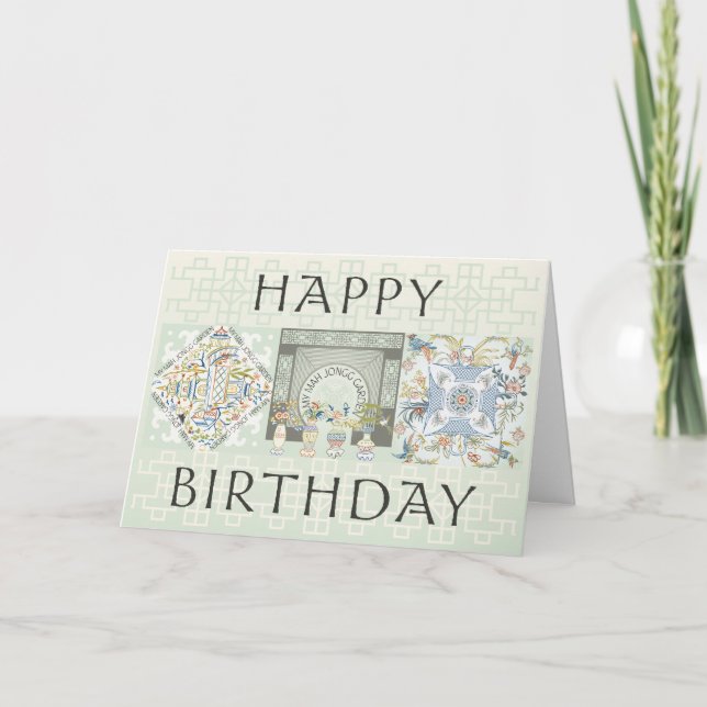 Tarjeta de cumpleaños Mah Jongg Garden (Anverso)