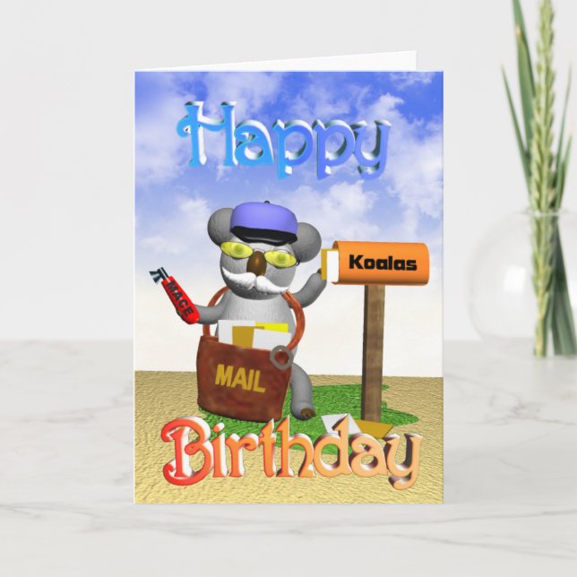 Tarjeta de cumpleaños Mailman Koala (Anverso)