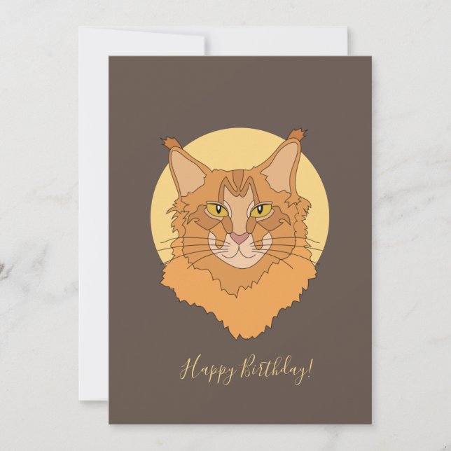 Tarjeta de cumpleaños Maine Coon Cat (Anverso)