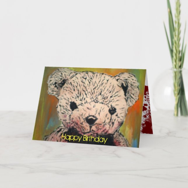 Tarjeta de cumpleaños 'Mal Teddy Bear' (Anverso)
