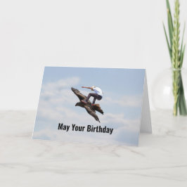 Tarjeta de cumpleaños Man Bird Surfing