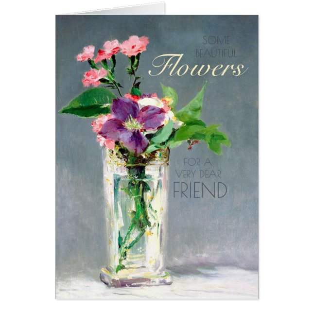Tarjeta de cumpleaños Manet Carnations y clematis  (Frente)