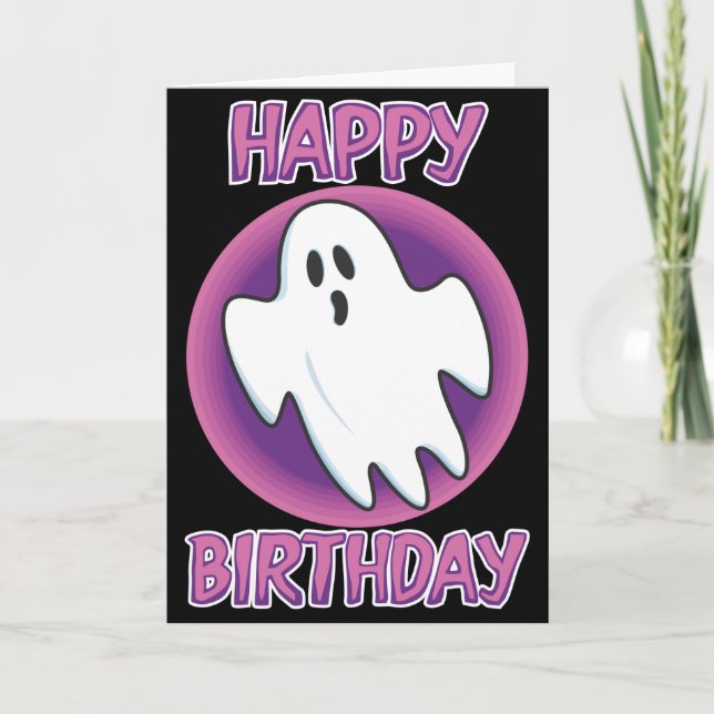 Tarjeta de cumpleaños maravillosa del fantasma (Anverso)