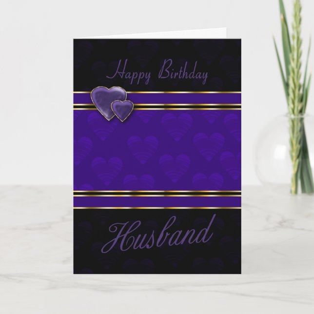 tarjeta de cumpleaños marido diseño moderno, púrpu (Anverso)