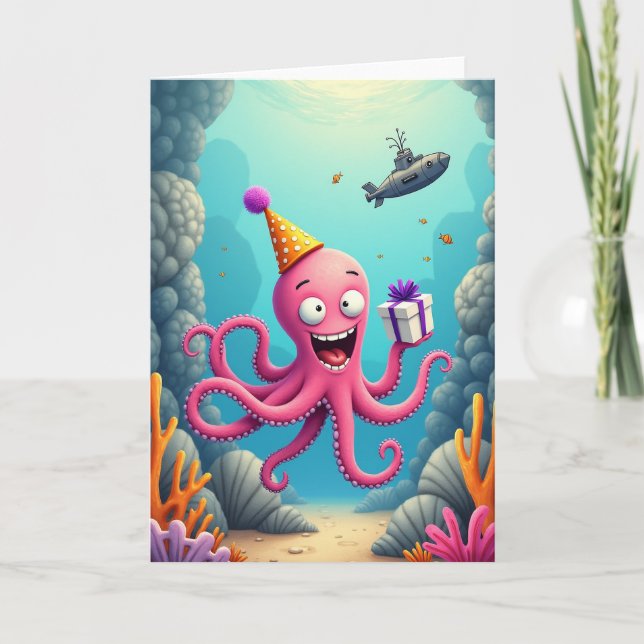 Tarjeta de cumpleaños marina rosa (Anverso)