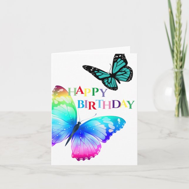 Tarjeta de cumpleaños - Mariposas coloridas (Anverso)