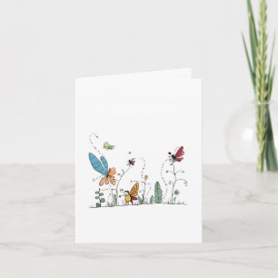 Tarjeta de cumpleaños, mariposas y hadas de cumple