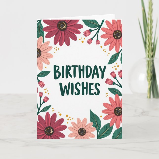 Tarjeta de cumpleaños Maroon Bloom (Anverso)