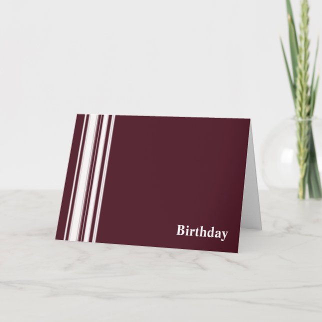Tarjeta de cumpleaños Maroon Stripes (Anverso)
