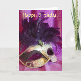 Tarjeta de cumpleaños Máscara de Mascarada Púrpura