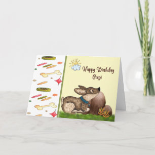 Tarjeta de cumpleaños mascota para Corgi Dog.