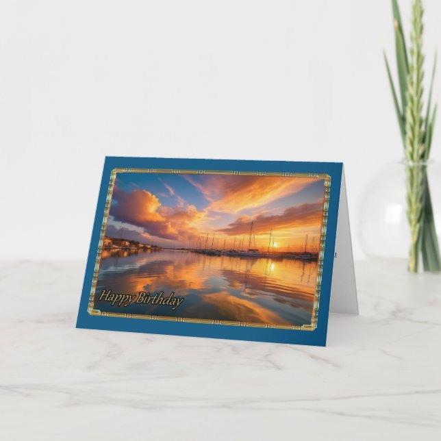 Tarjeta de cumpleaños masculina de Golden Marina (Anverso)