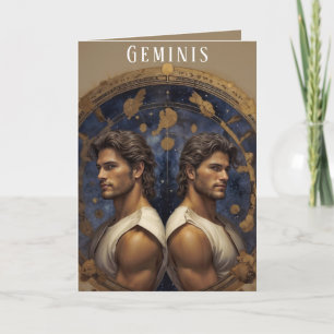 Tarjeta de cumpleaños masculina Geminis