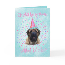 Tarjeta de cumpleaños Mastiff en inglés