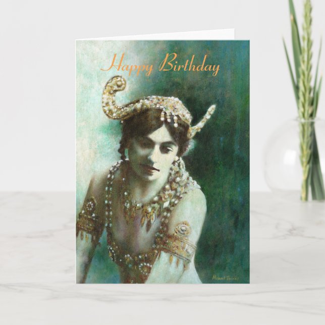 Tarjeta de cumpleaños Mata Hari Vintage (Anverso)