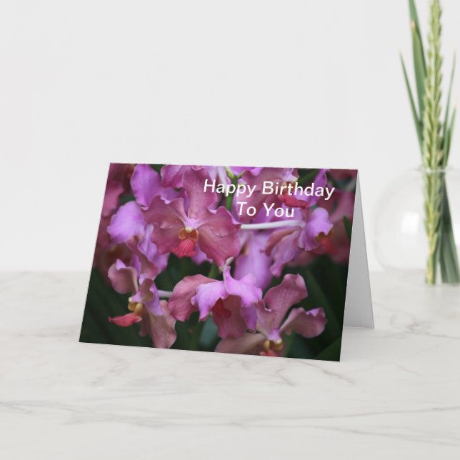 Tarjeta de cumpleaños Mauve Singapore Orchid (Anverso)