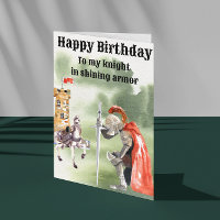 Tarjeta de cumpleaños medieval de caballero