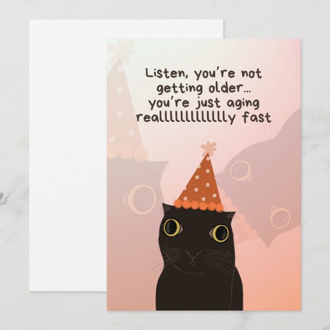 Tarjeta de cumpleaños Meme de Silly Cat (Anverso / Reverso)
