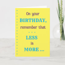 Tarjeta de cumpleaños "Menos es más"