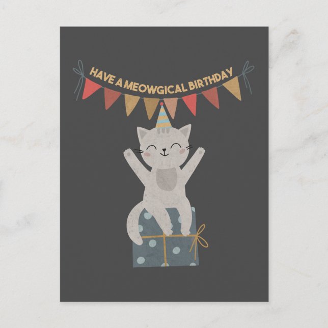 Tarjeta de cumpleaños Meowgical (Anverso)