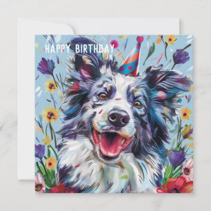 Tarjeta de cumpleaños Merle Border Collie