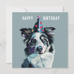 Tarjeta de cumpleaños Merle Border Collie
