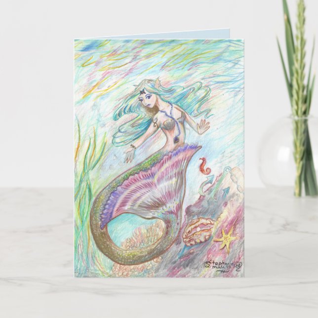 Tarjeta de cumpleaños Mermaid (Anverso)