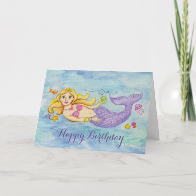 Tarjeta de cumpleaños Mermaid (Anverso)