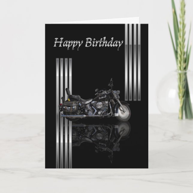 Tarjeta de cumpleaños Metálica para motocicleta (Anverso)