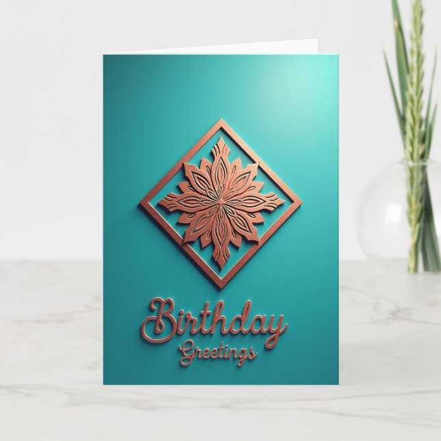 Tarjeta de cumpleaños Metallic Bloom (Anverso)