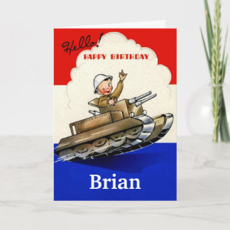 Tarjeta de cumpleaños militar Vintage