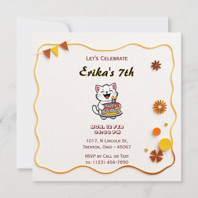 Tarjeta de cumpleaños minimalista con patrones geo (Anverso)