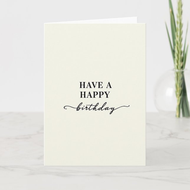 Tarjeta de cumpleaños minimalista cremosa (Anverso)