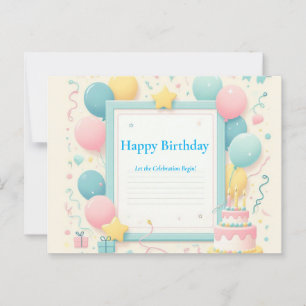 Tarjeta de cumpleaños minimalista – Marco pastel s