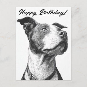 Tarjeta de cumpleaños minimalista Pitbull negro y 