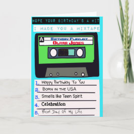 Tarjeta de cumpleaños mixtape personalizable con c
