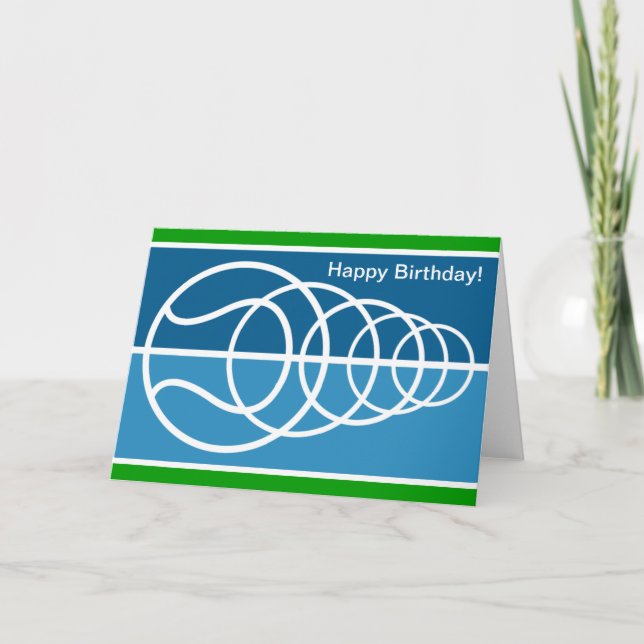 Tarjeta de cumpleaños moderna con pelota de tenis (Anverso)