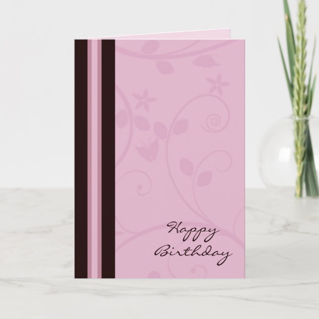 Tarjeta de cumpleaños moderna de Mauve Swirl (Anverso)