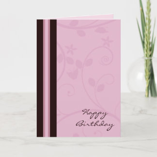 Tarjeta de cumpleaños moderna de Mauve Swirl