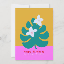 Tarjeta de cumpleaños moderna de moda floral de pa