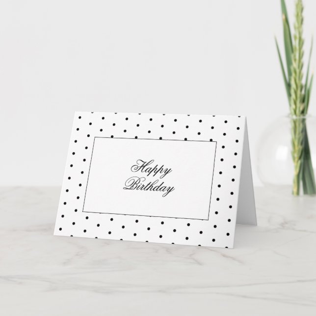 Tarjeta de cumpleaños moderna de Punto Blanco y Ne (Anverso)