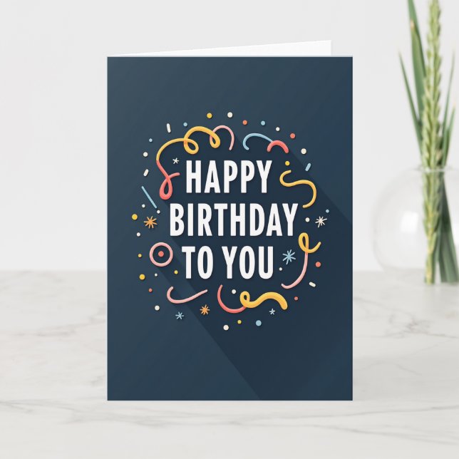 Tarjeta de cumpleaños moderna en azul turquesa (Anverso)