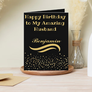 Tarjeta de cumpleaños moderna para marido negro y