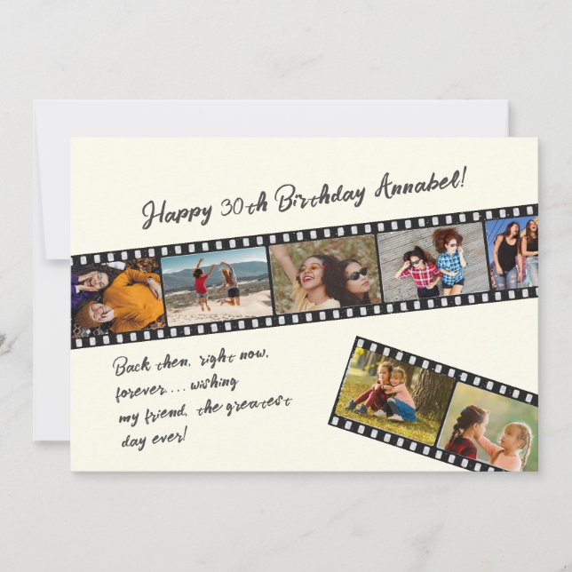 Tarjeta de cumpleaños moderna simple 7 para foto f (Anverso)