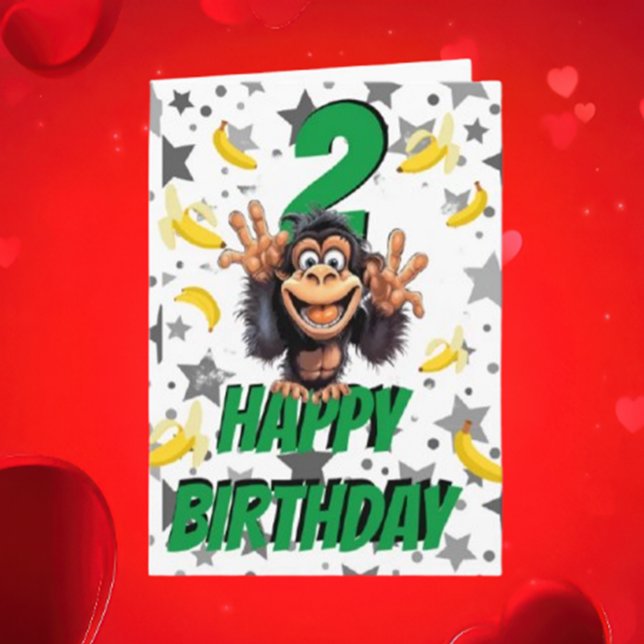 Tarjeta de cumpleaños Monkey (It's a cheeky monkey design that’s perfect for any kid’s birthday celebration)