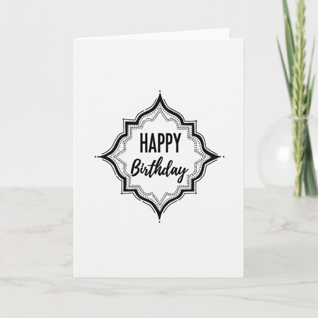 Tarjeta de cumpleaños monocroma alegre (Anverso)