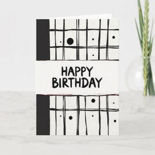 Tarjeta de cumpleaños monocroma moderna