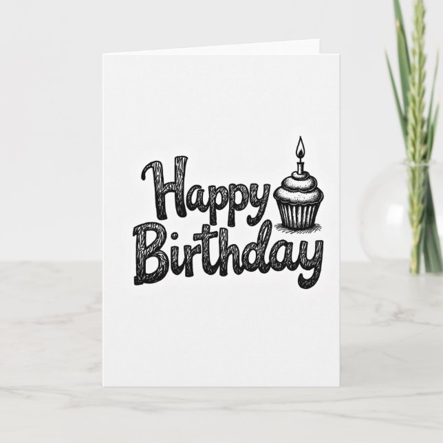 Tarjeta de cumpleaños monocromática (Anverso)